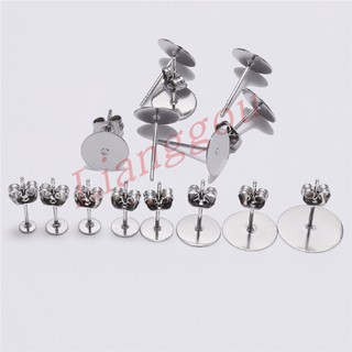 Set 100 Bông Tai Trơn Bằng Inox Dùng Để Làm Đồ Trang Sức
