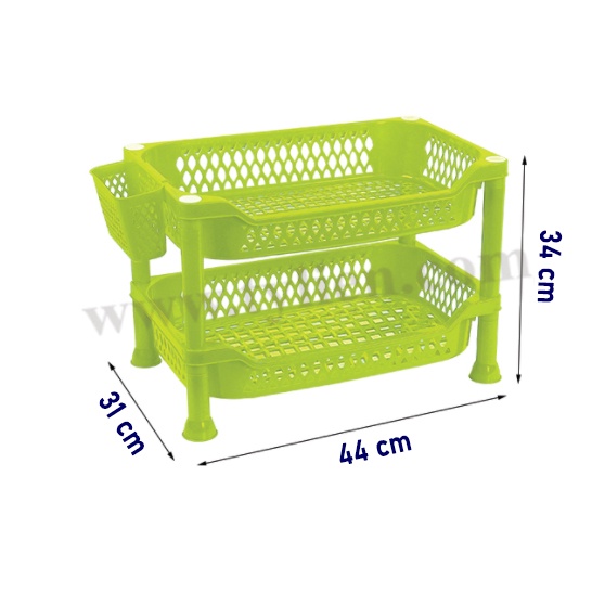 Kệ Úp Chén Bát 2 Tầng, Kệ Nhựa Mini 5 Màu Bền Đẹp Có Dạng Lỗ Lưới Kèm Ống Đựng Đũa, Muỗng Kích Thước (44x31x34 cm)