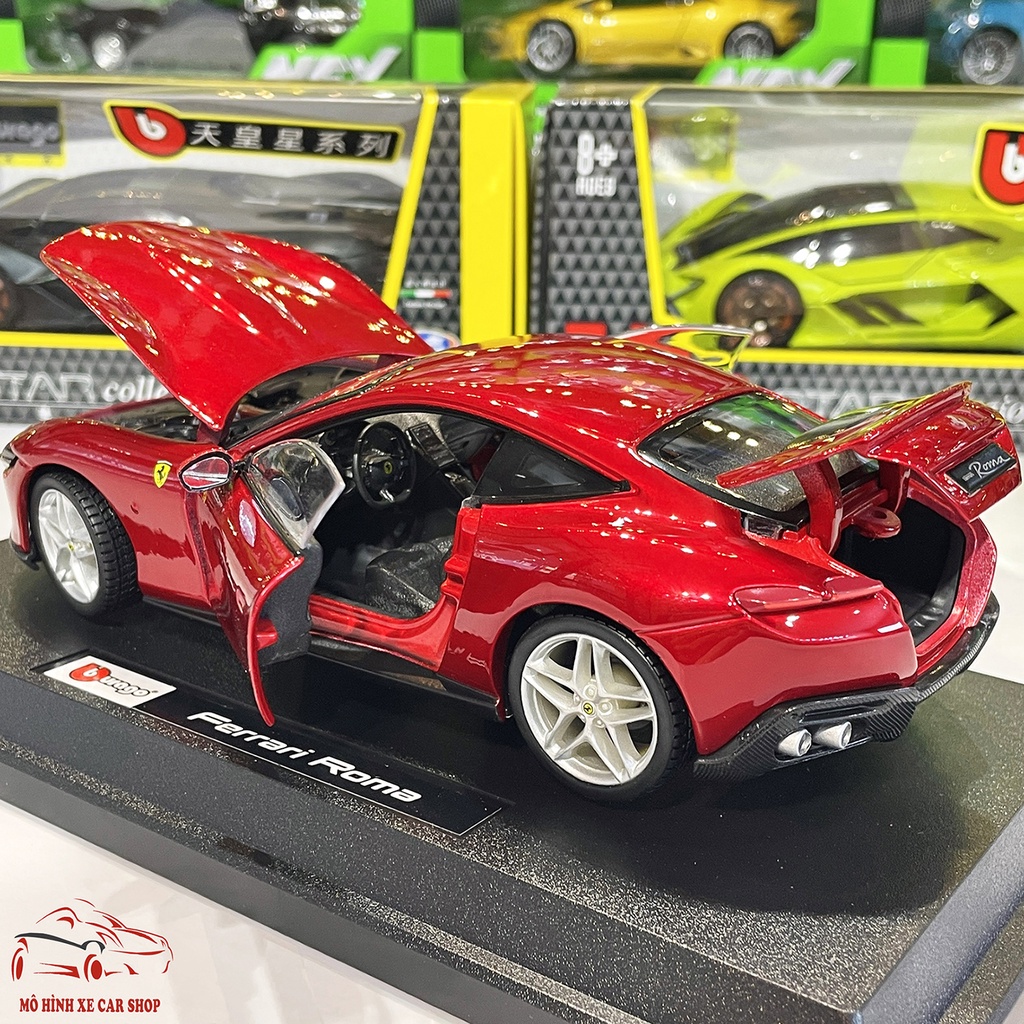 Mô hình ô tô siêu xe Ferrari Roma tỉ lệ 1:24 hãng Burago Carshop màu đỏ
