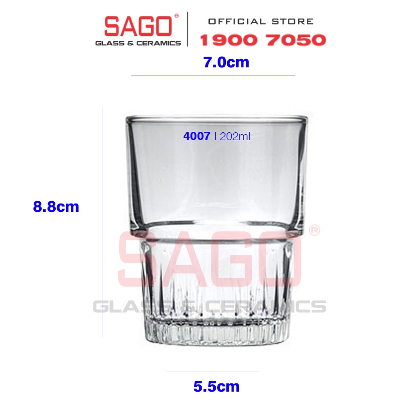 Ly Thủy Tinh Đáy Khía Empilable 202ml | Cốc Thủy Tinh Cao Cấp , Nhập Khẩu Thái Lan