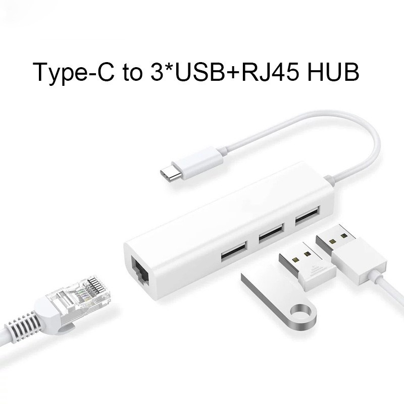 Cáp Chuyển Đổi Usb-C Usb 3.1 Type C Sang Usb Rj45 Network Ethernet Lan Cho Macbook Pc Ios Android
