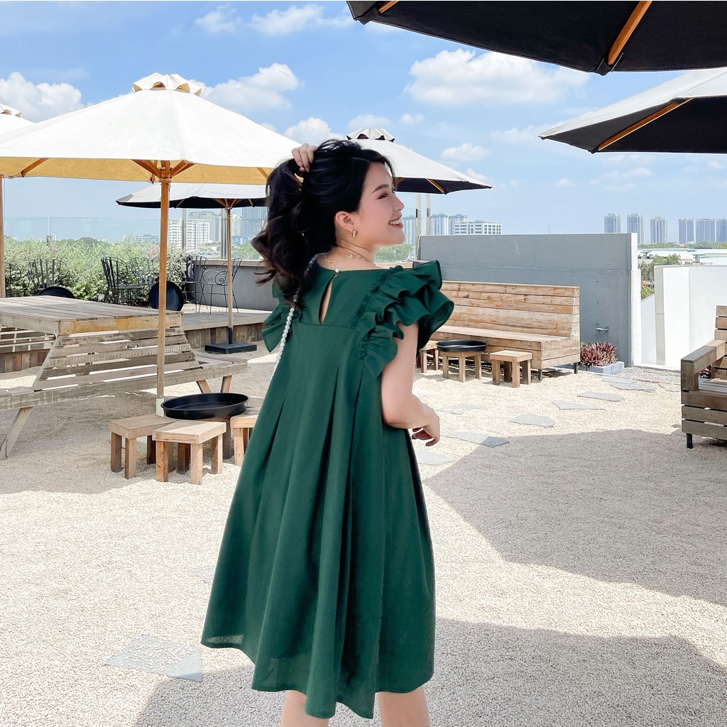 ĐẦM BABYDOLL XẾP LY ZAREEN DAX47 XANH LÁ