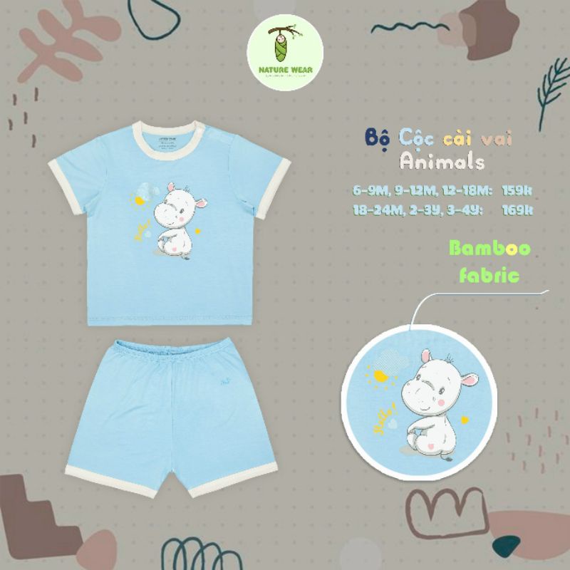 Bộ cộc cài vai cho bé Nature wear