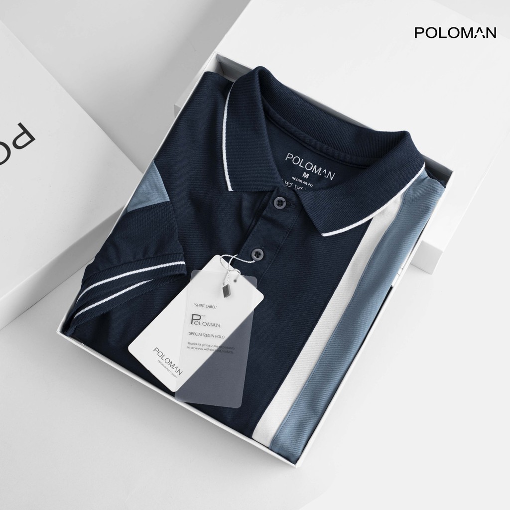 Áo Polo nam cổ bẻ phối UZA vải cá sấu Cotton xuất xịn,chuẩn form,sang trọng-lịch lãm màu XANH P45 - POLOMAN | BigBuy360 - bigbuy360.vn