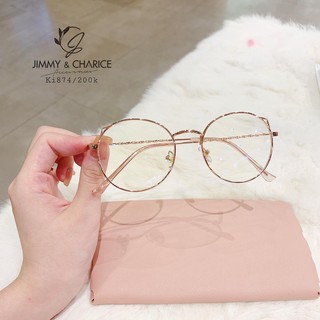 Gọng kính cận nữ Jimmy & Charice mắt tròn tai mèo gọng vặn thừng có cắt cận lọa viễn theo yêu cầu