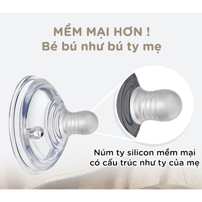 Núm ty silicon siêu mềm tự nhiên cho bé Tommee Tippee Closer to Nature Slow Flow 0-3 tháng (vỉ đôi)