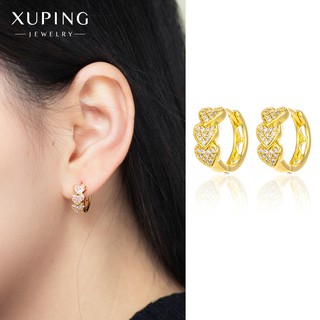 Bông Tai Nữ Mạ Vàng 24K, Đính Đá Zircon Sang Trọng, Hình 3 Trái Tim - XPBT33