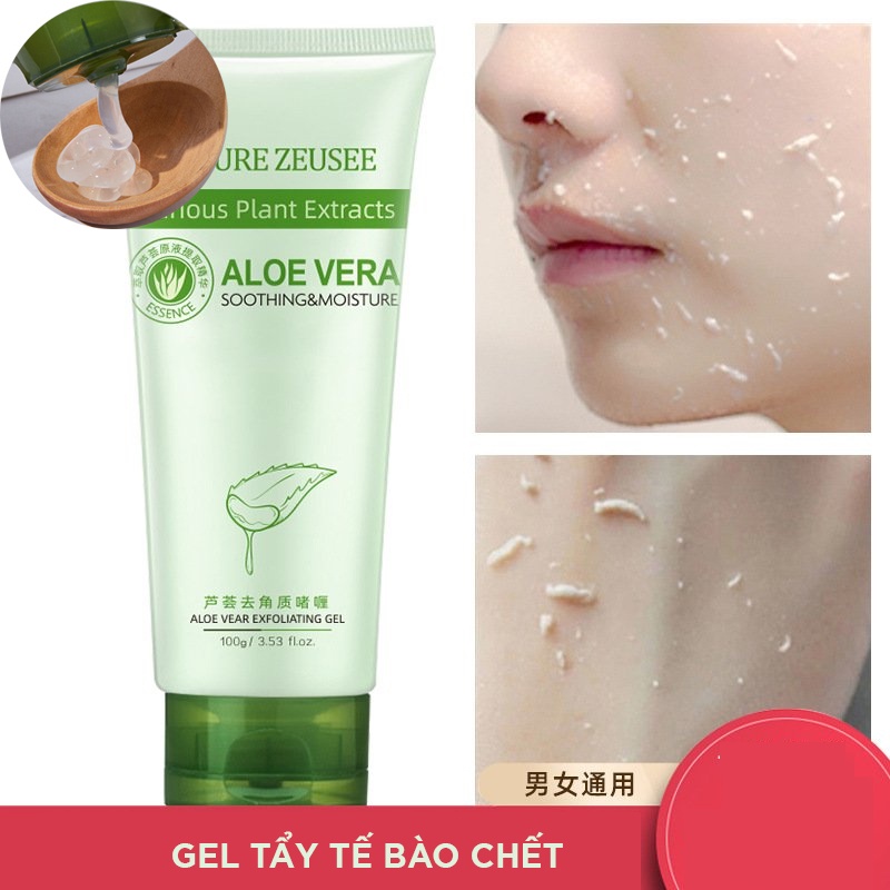 Gel Tẩy Tế Bào Chết Nha Đam 100G, Chiết Xuất Từ Thiên Nhiên Giàu Vitamin Khoáng Chất Giúp Cải Thiện Bong Tróc, Khô Da
