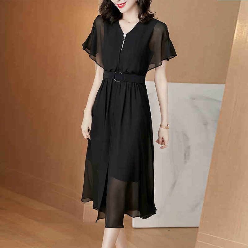 Váy trung niên cho mẹ sang trọng bigsize cao cấp dự tiệc thiết kế dáng xòe đẹp WOBE Happy Mami - L220 | BigBuy360 - bigbuy360.vn