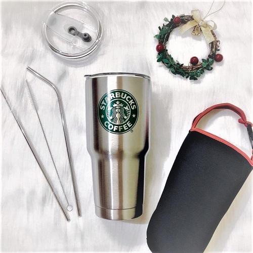 Combo cốc giữ nhiệt inox kèm ống hút và túi đựng dung tích 900ml - Ly giữ nhiệt