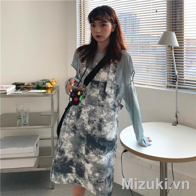 Set Áo Sơ Mi Dài Tay Cổ Bẻ + Đầm Yếm Thời Trang Hàn Cho Nữ | BigBuy360 - bigbuy360.vn