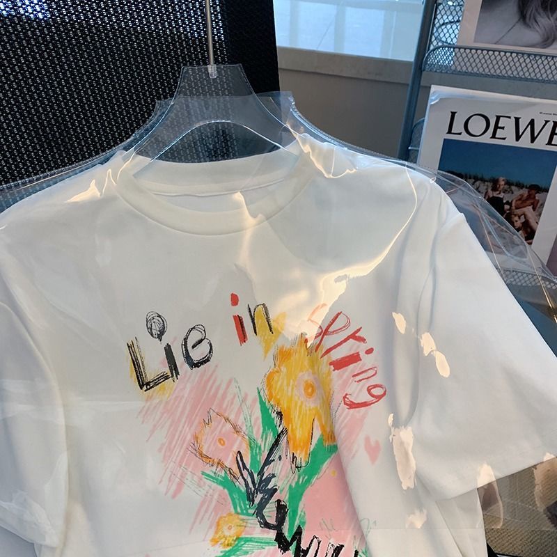 Áo Thun Tay Ngắn In Họa Tiết Hoa Trừu Tượng Thời Trang Mùa Hè Mới Cho Nữ