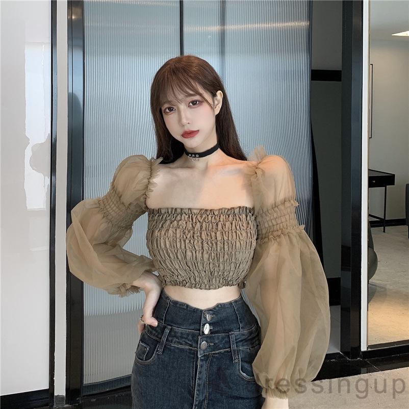 Áo Nữ Tay Dài Phối Lưới Thời Trang Quyến Rũ | BigBuy360 - bigbuy360.vn