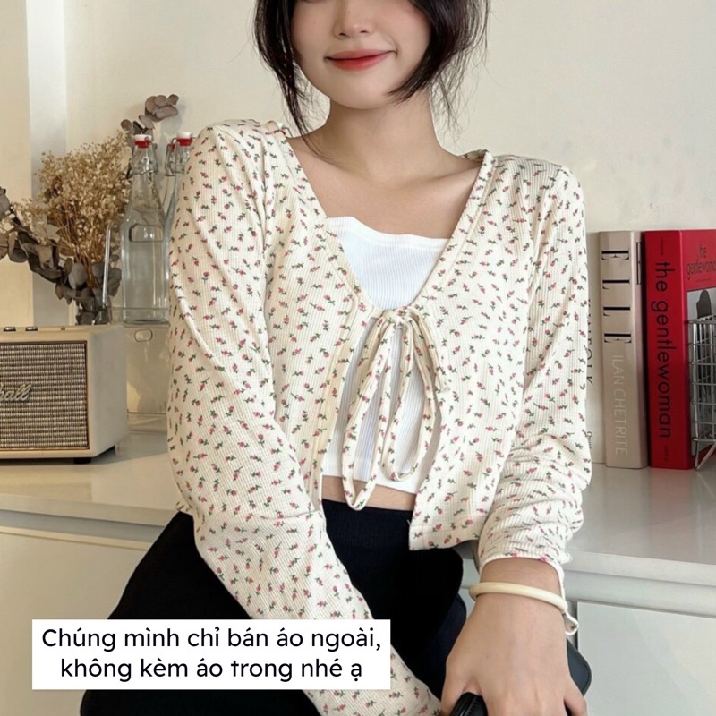 Áo Cardigan Tay Dài Cột Nơ Hoạ Tiết Hoa Nhí (CHỈ ÁO NGOÀI) SUGARSPICE - Candy Cardi