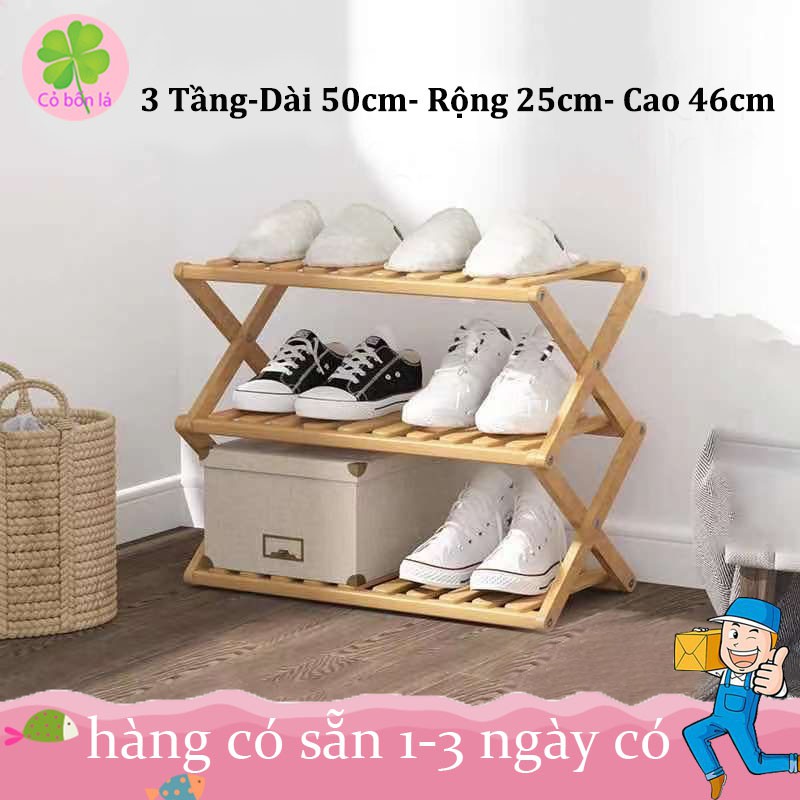 Kệ Để Giày Dép Nhiều Tầng Gỗ Tre, Gấp Xếp Gọn Nhẹ,kệ Không Cần Lắp Ráp Cho Gia Đình