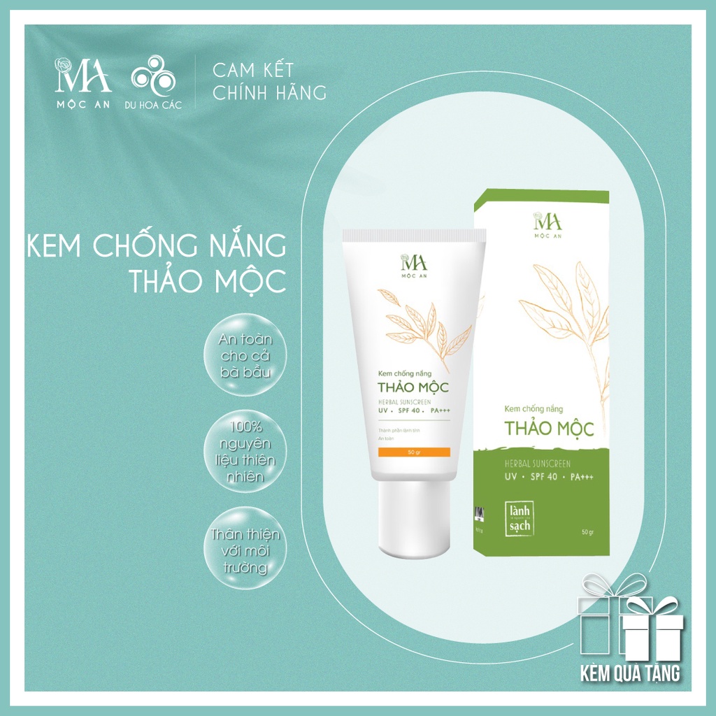 Kem Chống Nắng Thảo Mộc MỘC AN Chiết Xuất Tự Nhiên An Toàn Cho Cả Mẹ Bầu 50g - Mỹ Phẩm Thiên Nhiên Du Hoa Các