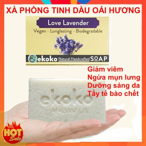 Xà phòng tinh dầu Oải hương ngừa viêm mụn, làm trắng da - Ekoko handmade soap Love Lavender 100g