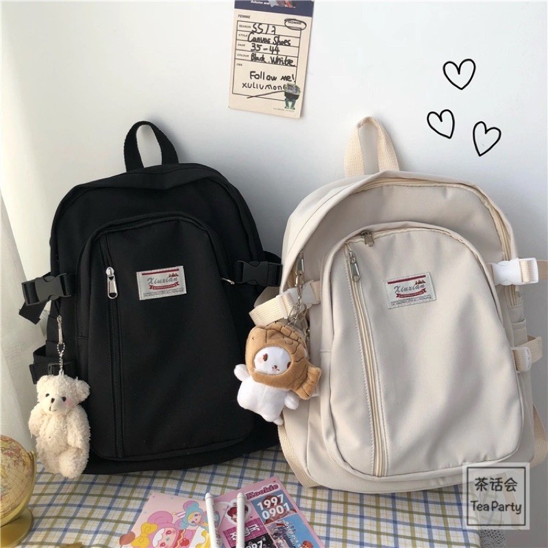 Balo canvas vintage tặng kèm móc khóa siêu cute