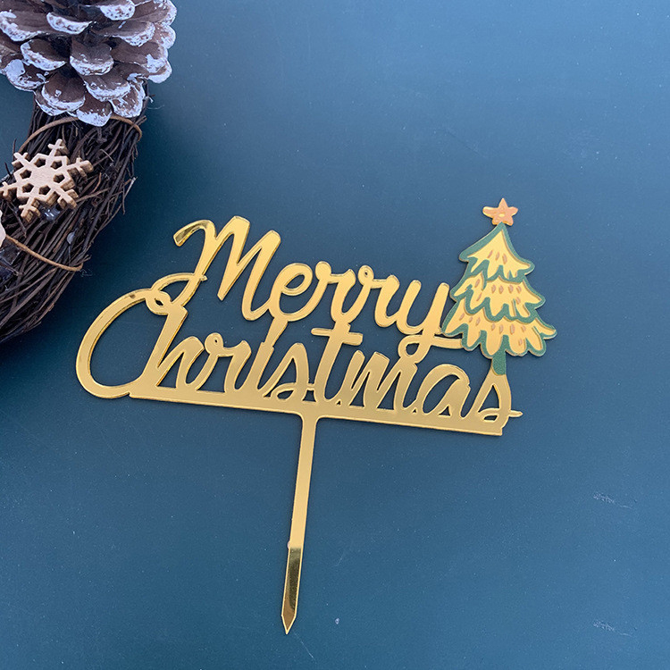 Phụ Kiện Trang Trí Bánh Hình Chữ Merry Christmas Bằng Acrylic