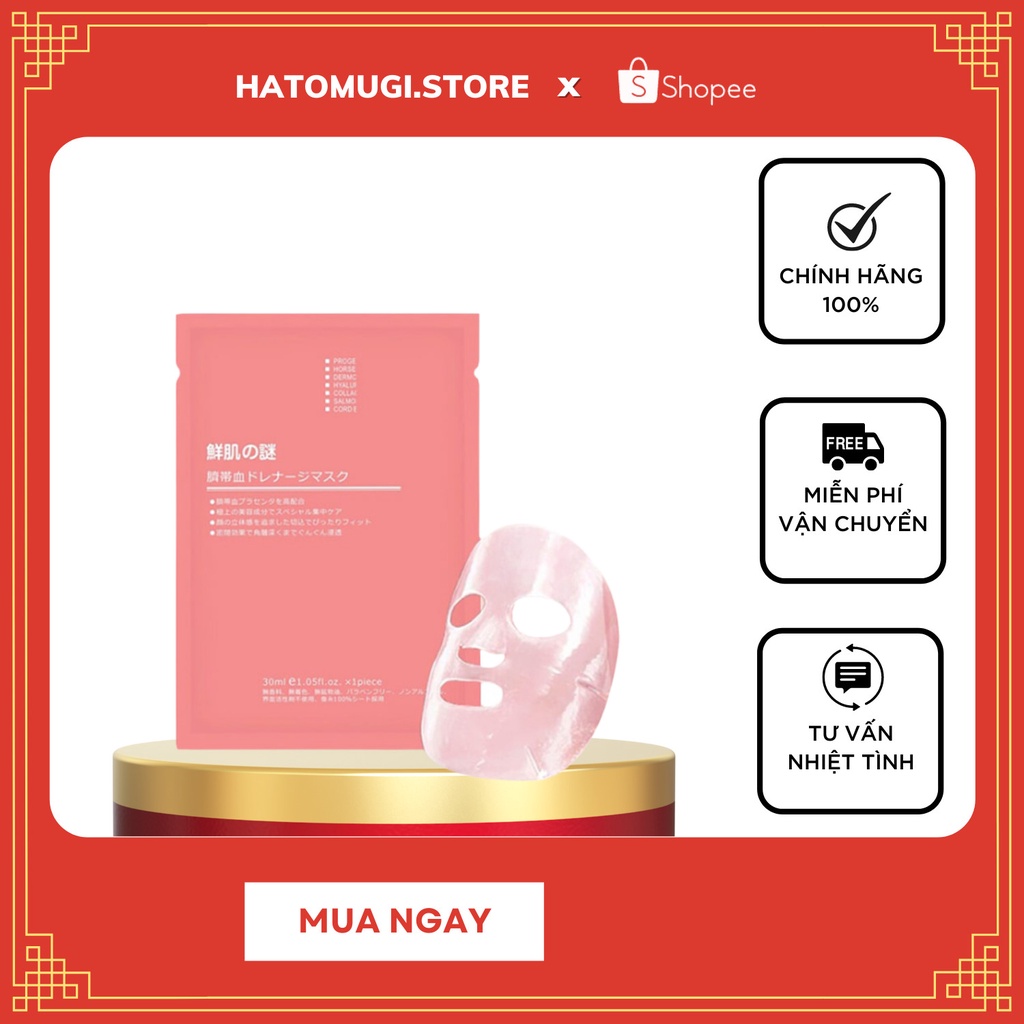 Mặt nạ nhau thai cừu dưỡng trắng da / Mặt nạ nhau thai tế bào gốc Nhật Bản cấp ẩm tức thì mịn màng cho da (Hàng Auth)