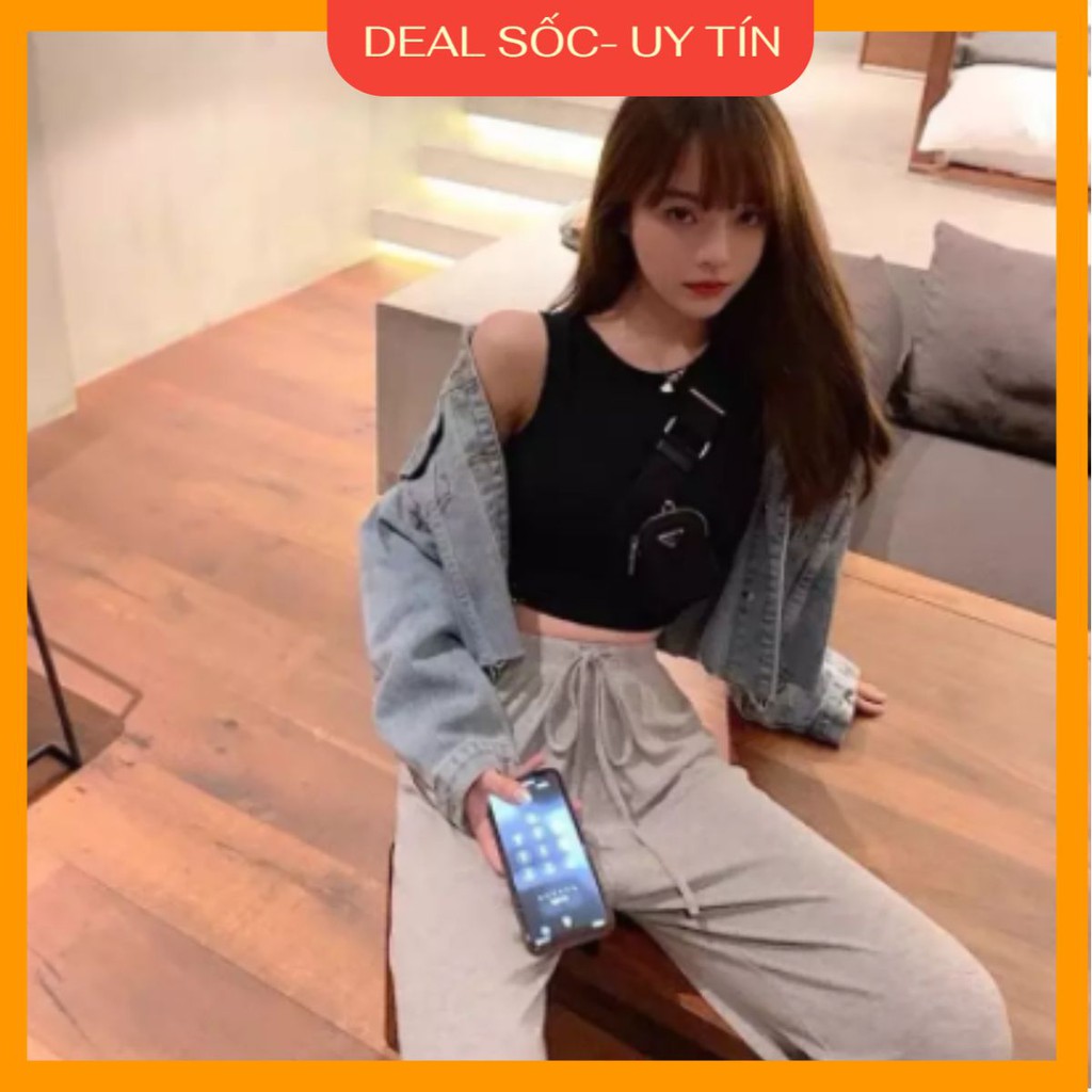 Áo croptop ba lỗ trơn siêu đẹp có kèm đệm ngực