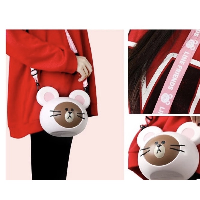 LINE FRIENDS / Túi nhựa hoạt hình LINE FRIENDS dễ thương gấu Brown  có quai đeo