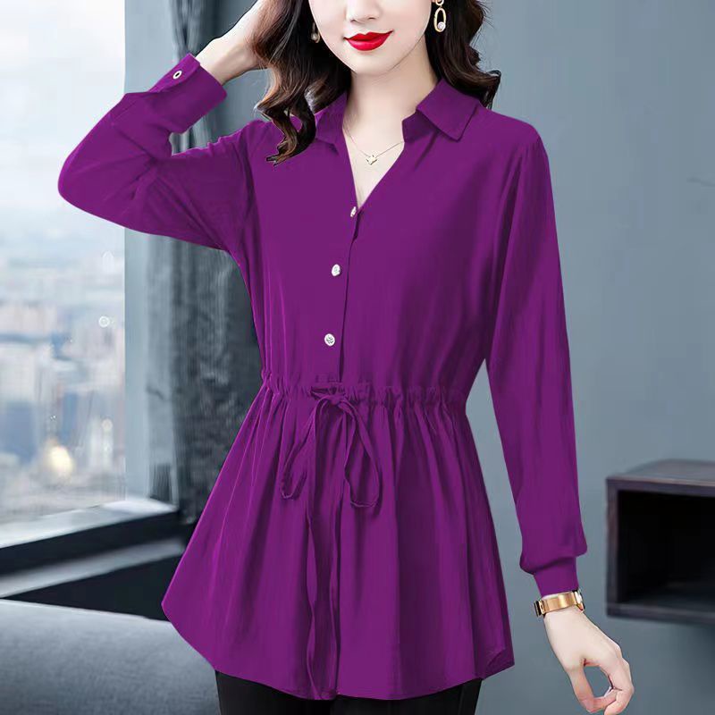 Áo Sơ Mi Chiffon Cổ Đứng Dáng Rộng Tay Dài Phong Cách Hàn Quốc Thời Trang Mùa Thu 2022 Hàng Có Sẵn 24 Giờ Dành Cho Bạn Nữ Áo Sơ Mi Tay Dài Dễ Phối Đồ