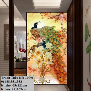 tranh thêu chữ thạp phu thê viên mãn kt 98x167cm