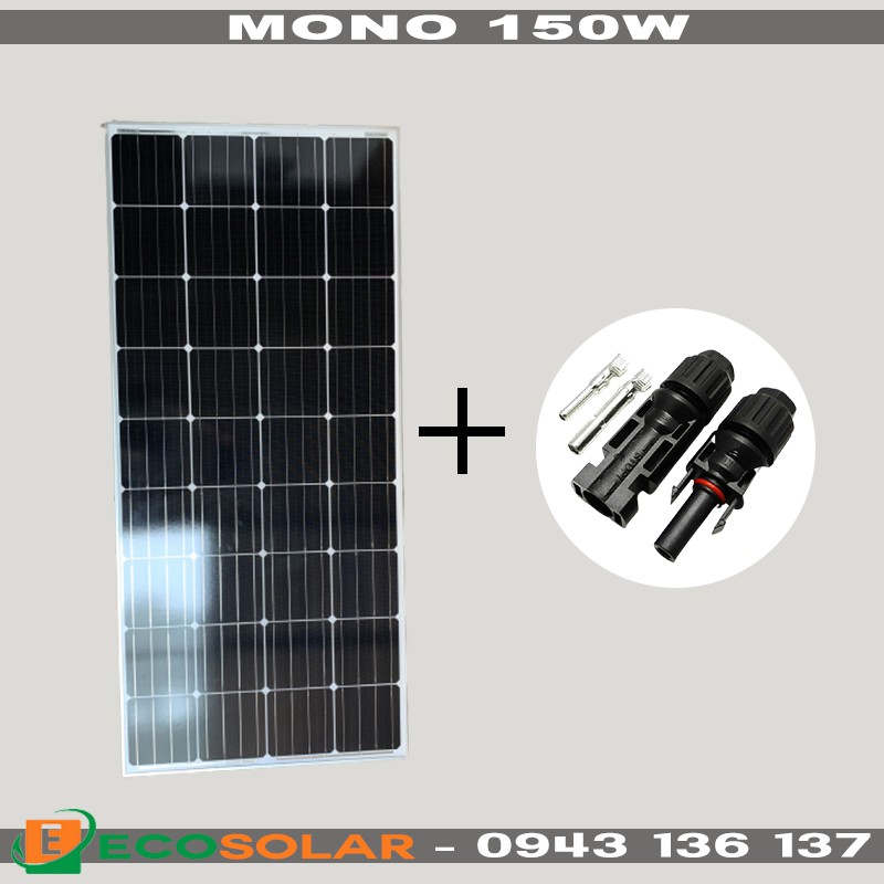 Pin năng lượng mặt trời Mono 150W-18V WorldEnergy - Tặng 1 cặp jack MC4 đơn