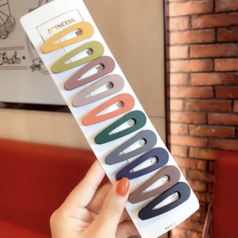 Sét 10 Kẹp Tóc đơn giản Kẹp tóc mái cho nữ bé gái hình giọt nước, Vuông Nhiều Màu Sắc, June accessories