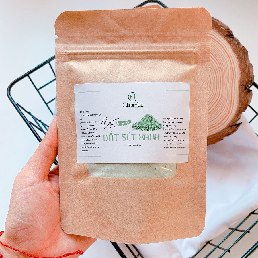 BỘT ĐẤT SÉT XANH HANDMADE - GIẢM MỤN, GIẢM NHỜN, TẨY TẾ BÀO CHẾT (100GR)