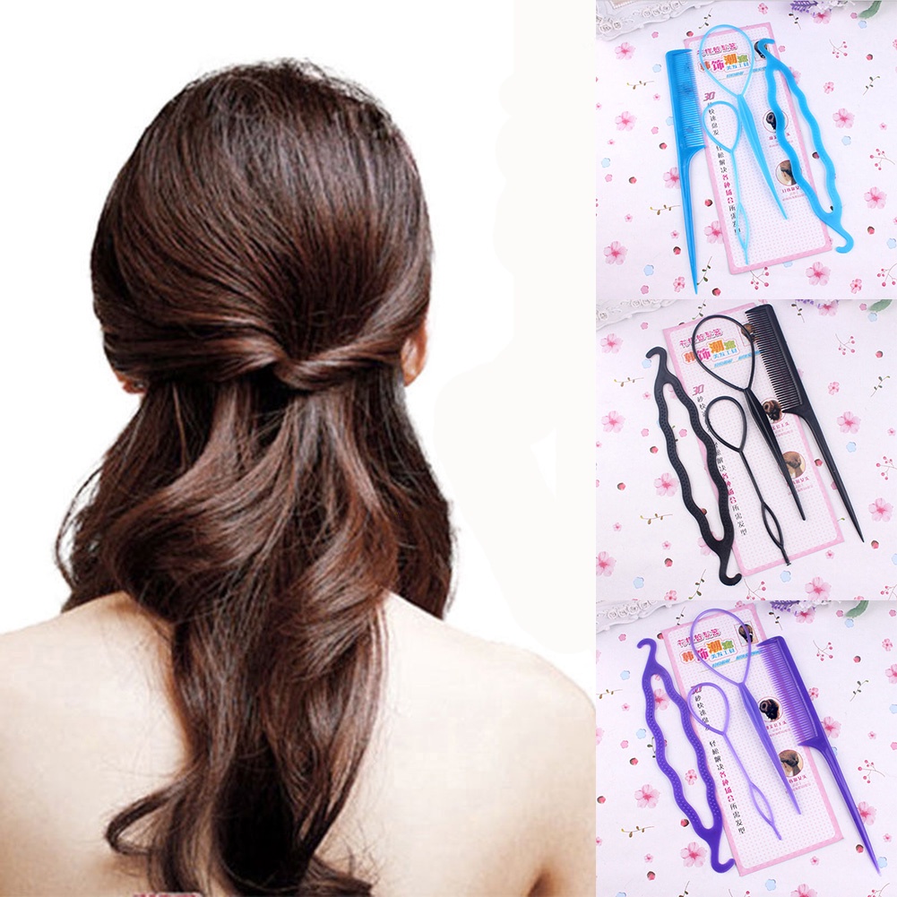 Bộ dụng cụ búi tạo kiểu tóc 4 món tiện lợi sáng tạo dành cho nữ