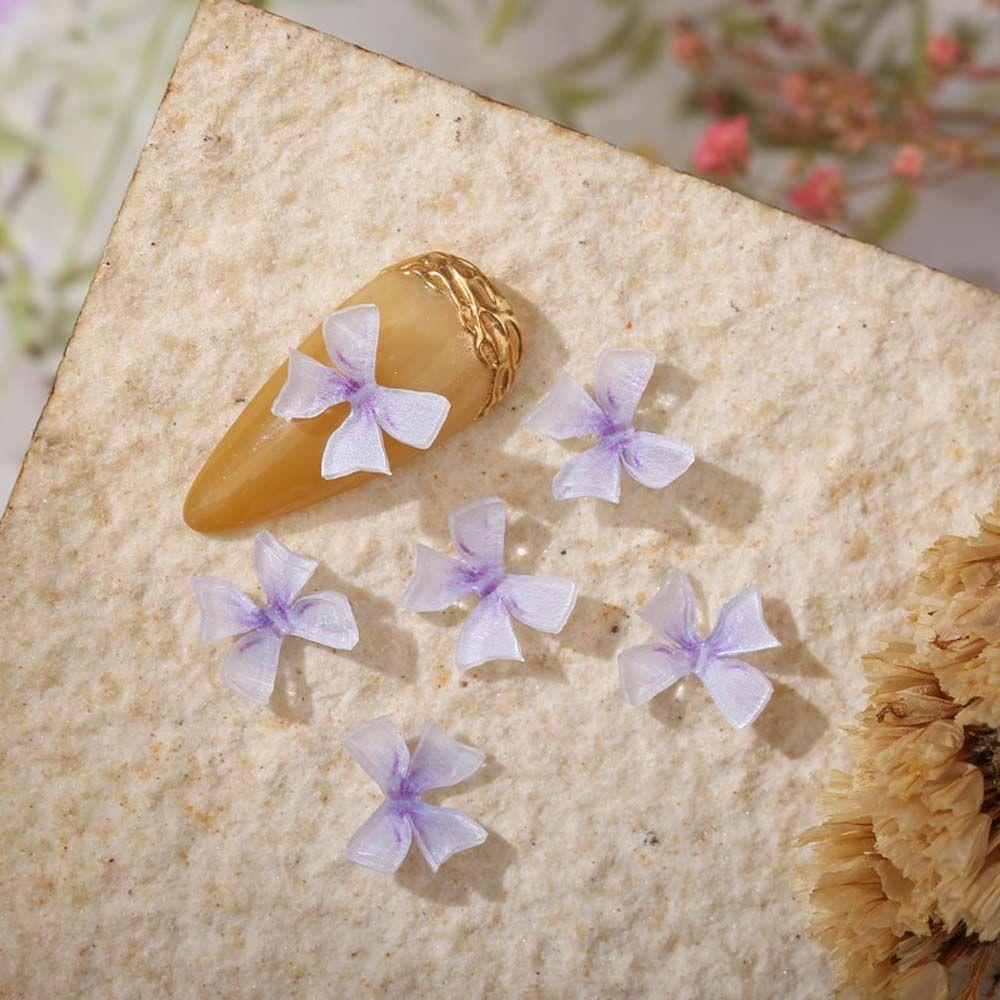 Phụ Kiện Trang Trí Móng Tay Hình Nơ Bằng Resin Màu Kẹo Lấp Lánh Thời Trang