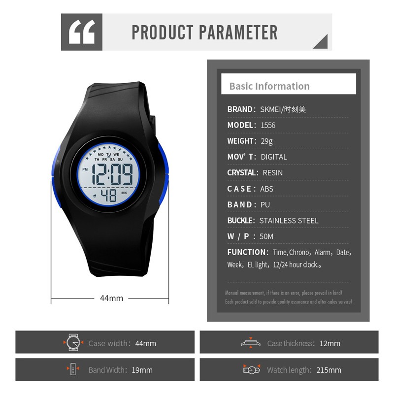 Đồng Hồ Điện Tử SKMEI Bấm Giờ/Báo Thức/Hiển Thị Tuần Dây Đeo PU Phong Cách Thể Thao Cho Bé | BigBuy360 - bigbuy360.vn