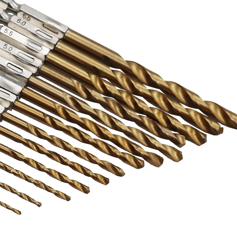 Bộ 13 mũi khoan thép HSS Titanium Chuôi Lục Giác Dễ Dàng Thay Đổi Kích Thước 1,5 - 6.5mm