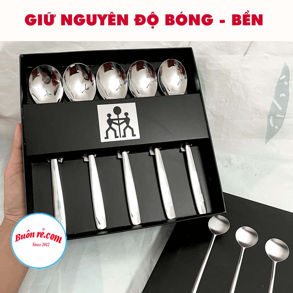 Hộp 5 thìa inox xuất đức cao cấp - Set 5 thìa ăn cơm sang trọng, tinh tế 01531