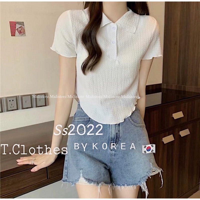 Áo polo croptop vải nhăn hàng QC chuẩn l1