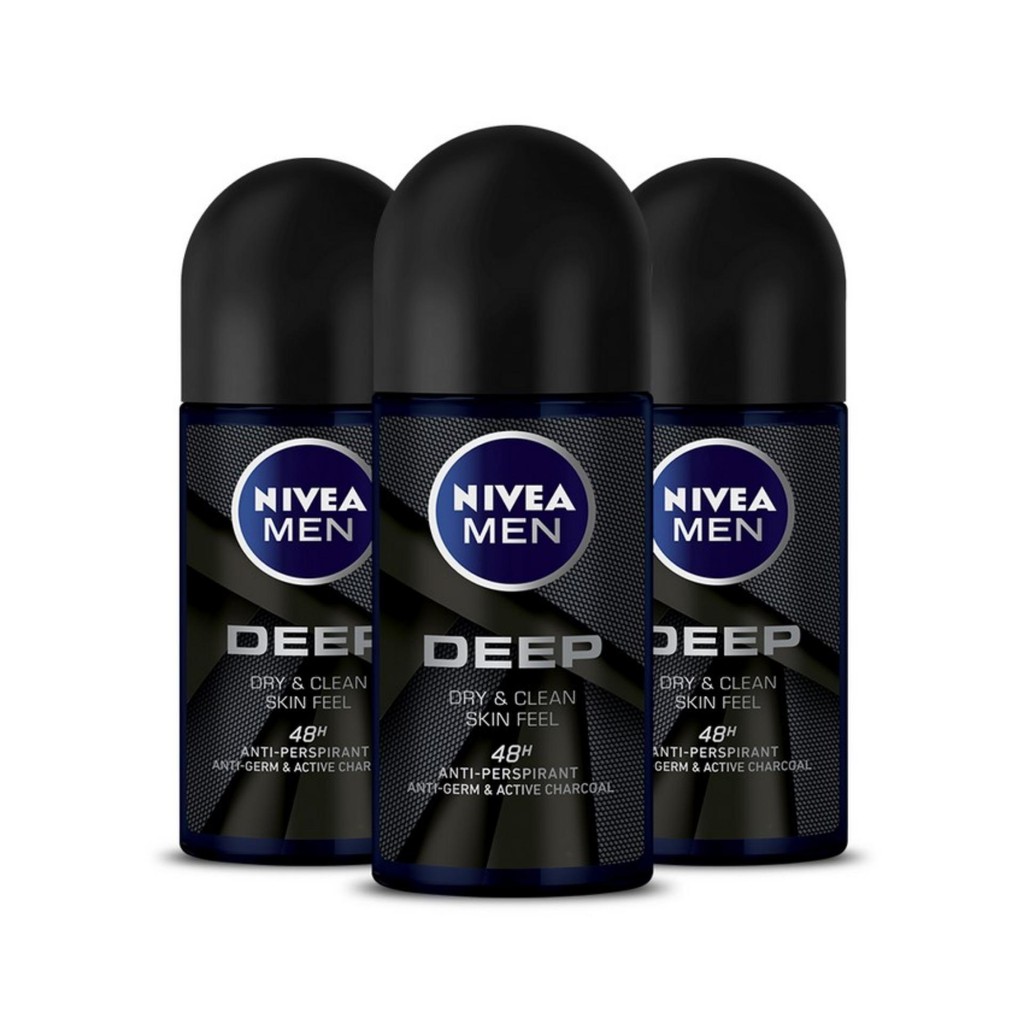 Lăn Khử Mùi Cho Nam Nivea Than Đen Hoạt Tính Deep Dry &amp; Clean Feel 50ml