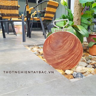 Thớt Nghiến Tây Bắc Chuẩn Size 24cm có đai Inox