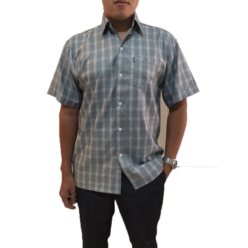 Aó Sơ Mi Nam Trung Niên Ngắn Tay Caro Vải chất vải Đũi Mềm Mát Sang Trọng Lịch Sự Size 85Kg