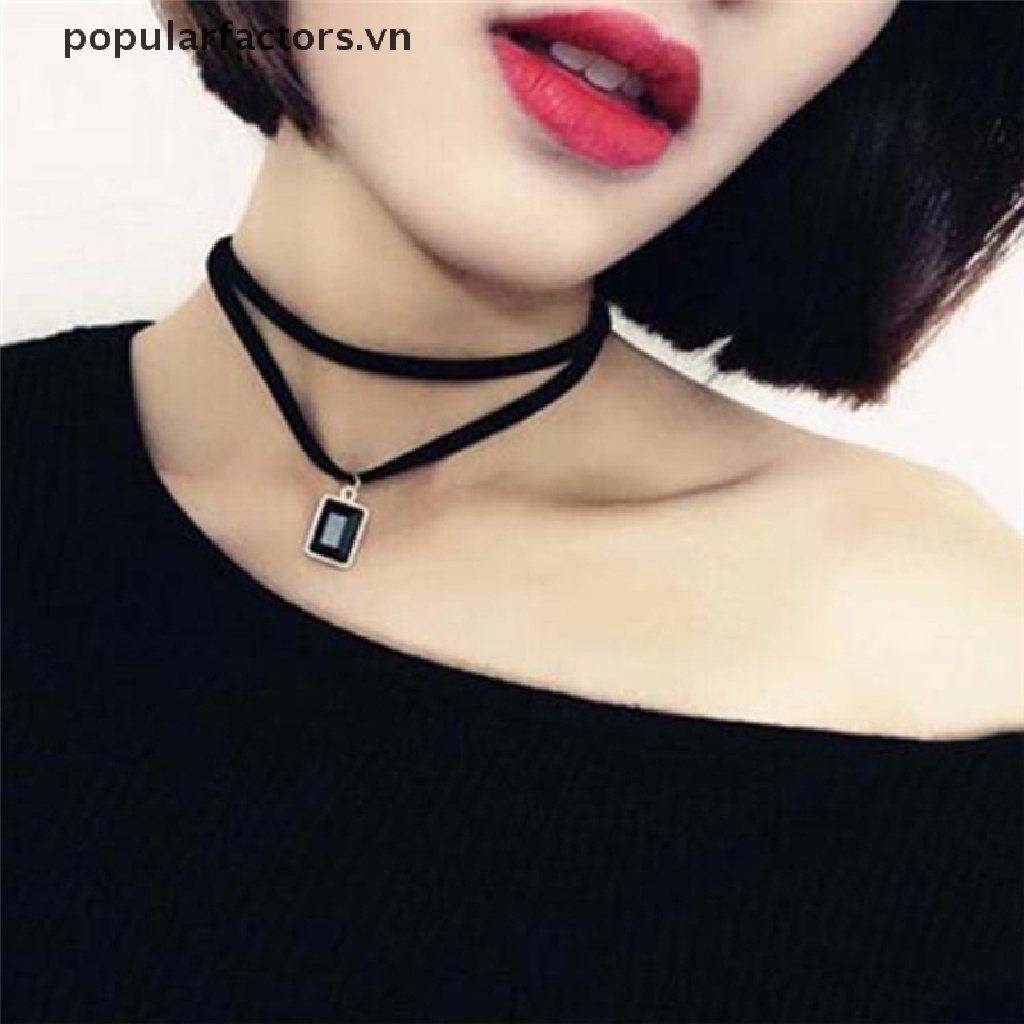 Vòng Cổ Choker Dây Nhung Đen Phong Cách Gothic Cổ Điển