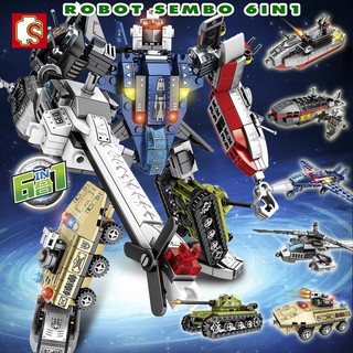 Robot Biến Hình 6in1 Lego Xe Tăng Quân Sự Máy Bay Trực Thăng Thuyền Chiến Binh Người Sáng Tạo