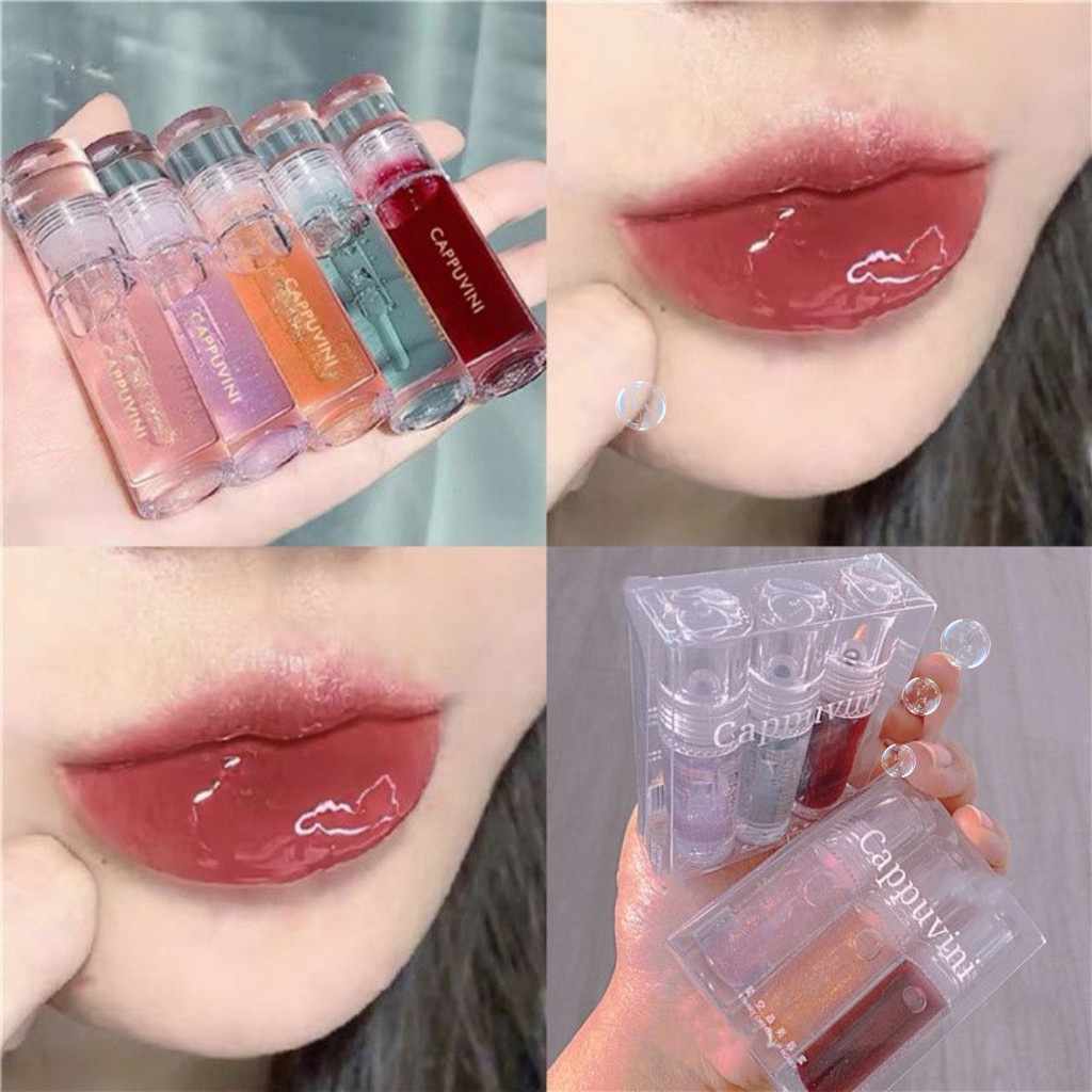 Set 3 Son Bóng Trong Suốt Giúp Dưỡng Ẩm Và Làm Môi Căng Mọng