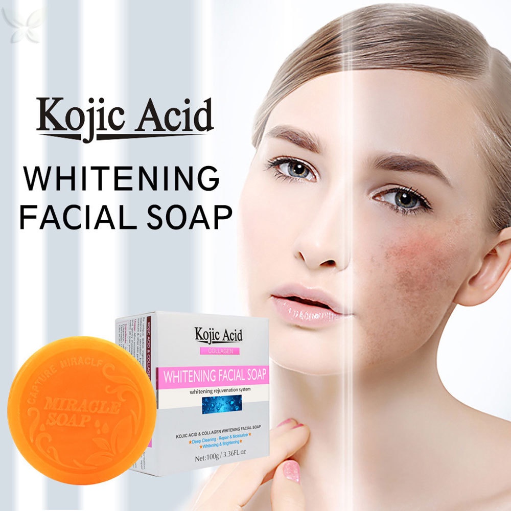 Xà Phòng kojic acid collagen Làm Trắng Da Làm Sạch Sâu Đốm Đen Và Làm Sáng Da 100g