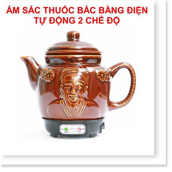 ẤM SẮC THUỐC BẮC BẰNG ĐIỆN 2 CHẾ DỘ NẤU TỰ NGẮT GỐM BÁT TRÀNG FULL COOK