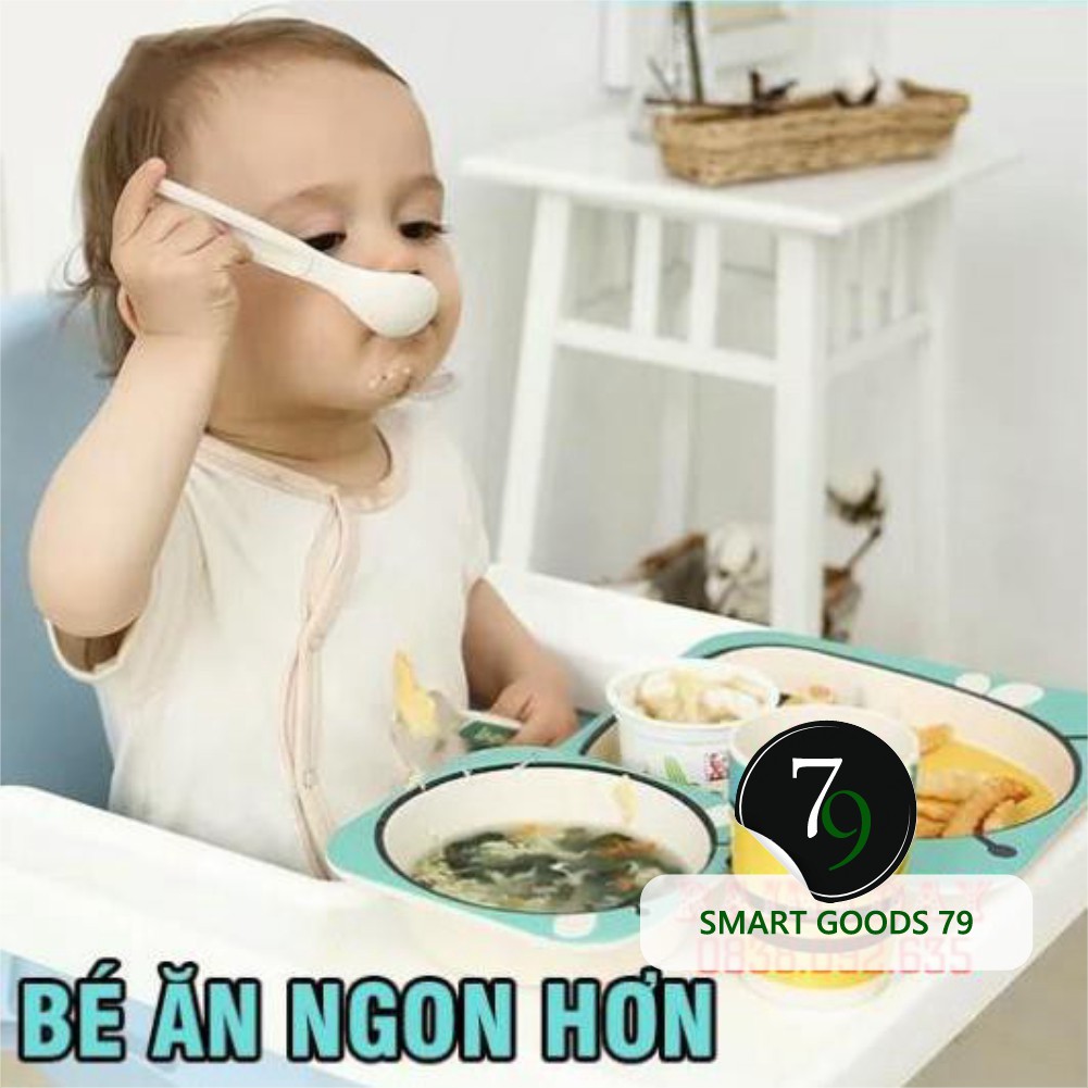 Bộ bát khay sợi tre ăn dặm cho bé chén muỗng kiểu nhật hình thú dễ thương an toàn