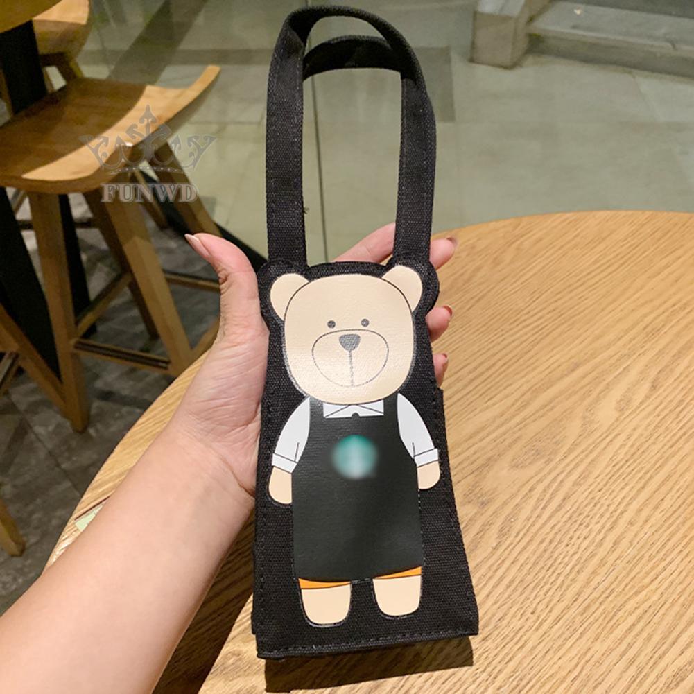 Starbucks Túi Tote Vải Canvas Đựng Bình Nước In Hình Gấu Dễ Thương