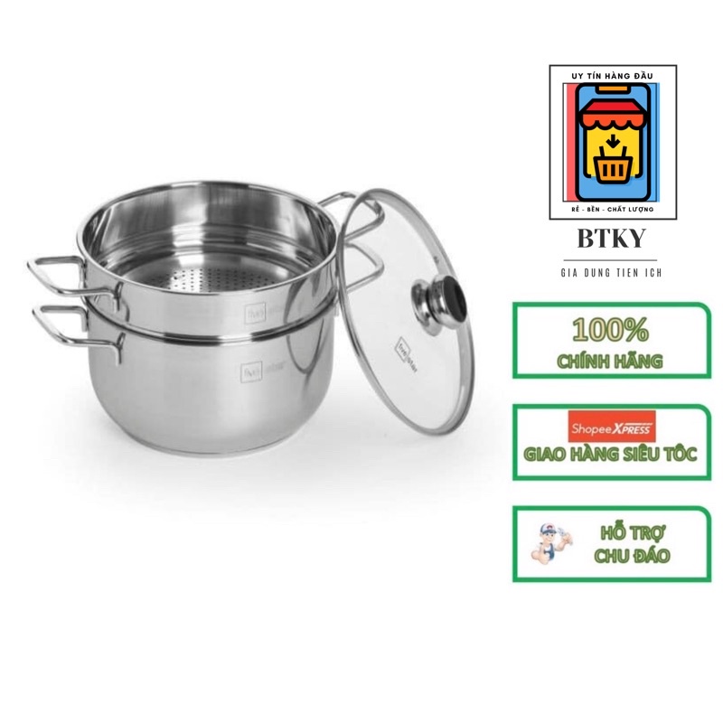 Bộ nồi xửng hấp 3 đáy inox 430 FiveStar Standard Nắp Kính(24cm /26cm / 28cm /30cm /32cm)