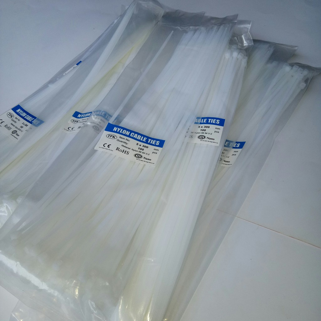 10 Bịch Dây Rút Nhựa 3 Tấc 30cm  Màu Trắng