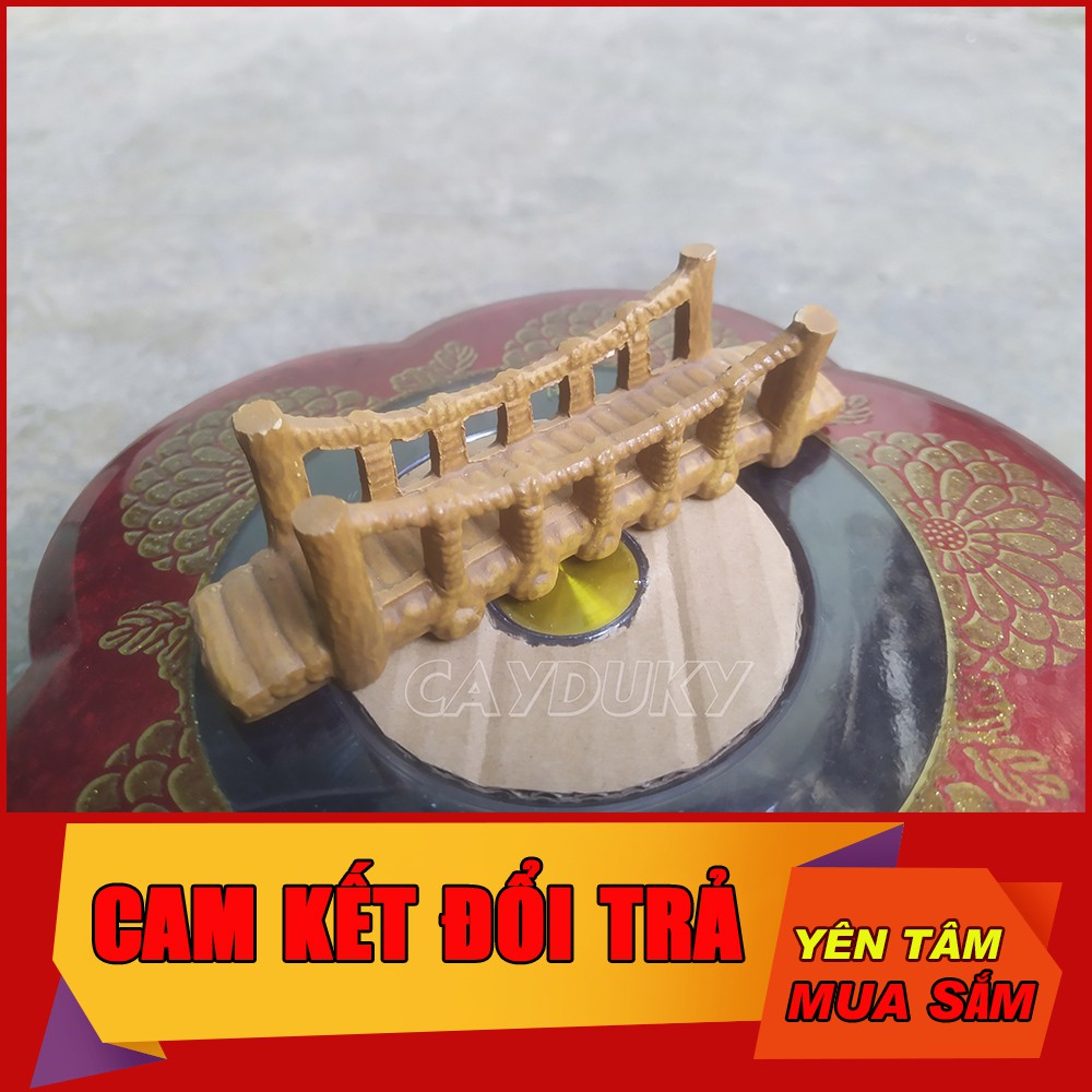 Tượng cây cầu dây mini gốm sứ Bát Tràng 11x4x5 cm làm mô hình trang trí tiểu cảnh, trang trí bể cá